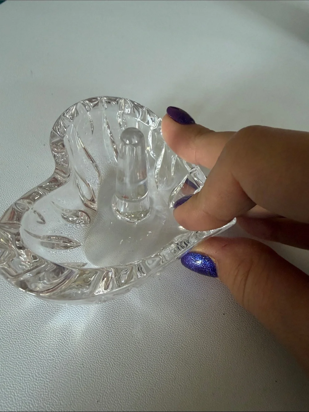 Heart-Shaped Glass Ring Holder Dish - Picture 2 of 4
